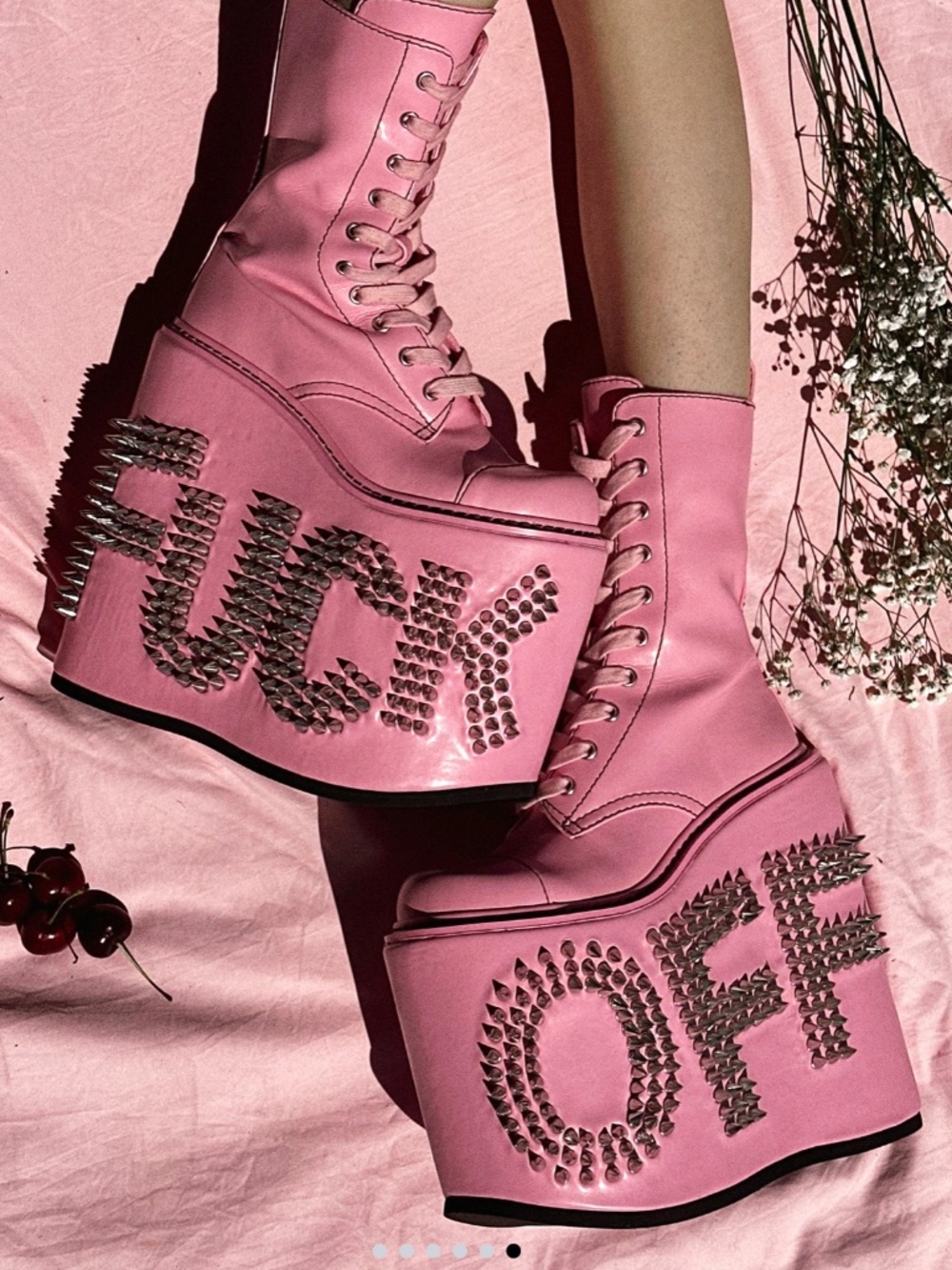 Current Mood x Dolls Kill Never Censored Pink Platform Boots – Size 6 - Picture 2 of 2